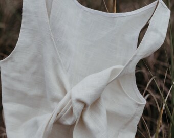 Handmade Linen Twist Front Top