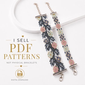 Midnight Blooms Loom Bracelet Pattern Set | Floral Bead Weaving Tutorial (PDF Pattern)