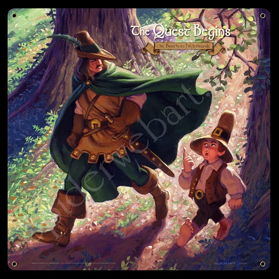 The Quest Begins - Vintage Metal Sign - Art by the Brothers
