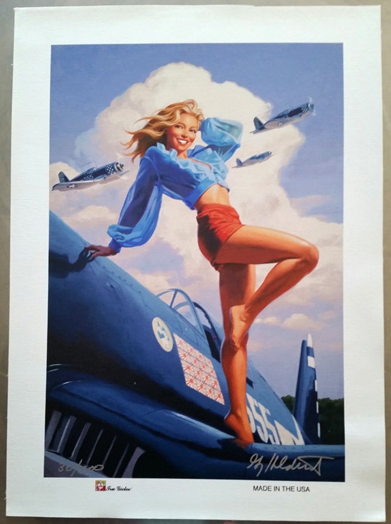 Pinup Wall Art LIMITED Edition Made in the USA Airplane Canvas Giclee
