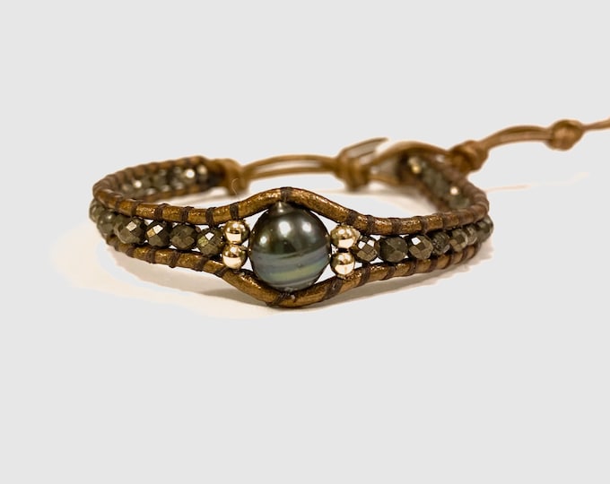 Pyrite + Tahitian Pearl Bracelet