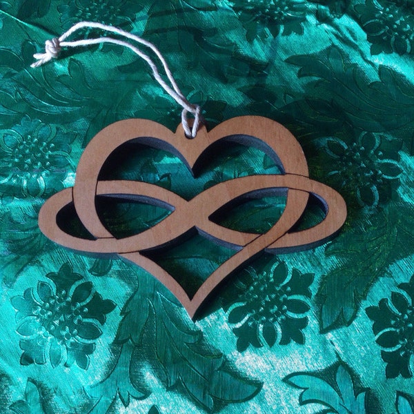 INFINITY HEART Knot Solid Wood Crafted Ornament