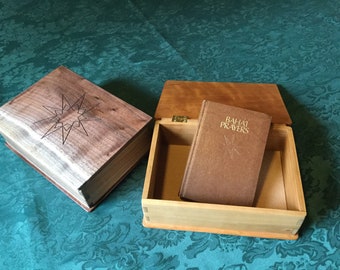 Prayer book box, Wood Keepsake box, with  nine pointed star with free wood bookmark