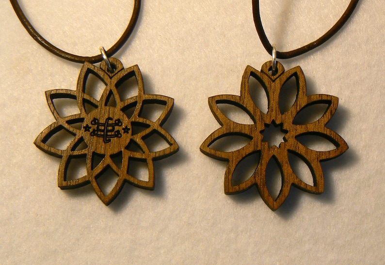 Baha'i wood pendants, 9 pointed star image 1