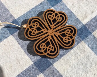 Lucky Clover Wood Crafted  Ornament