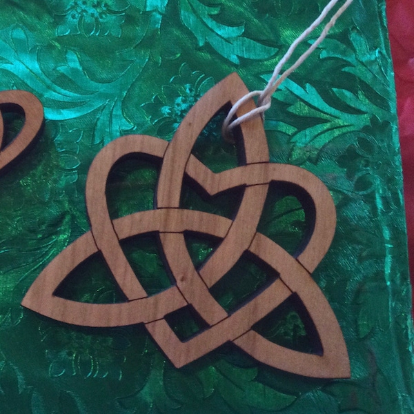 Celtic Knot Trinity HEART Solid Wood Crafted Ornament