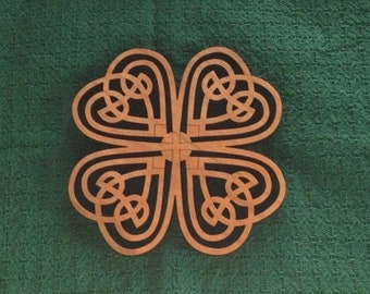 Lucky Clover Wood Crafted Trivet, 6.5”