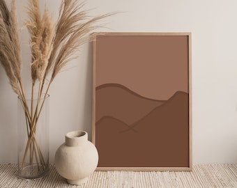 Abstract Mountain Print, Landscape Wall Art, Bohemian Abstract Landscape Print, Mid Century Modern Art, Moroccan Art Print