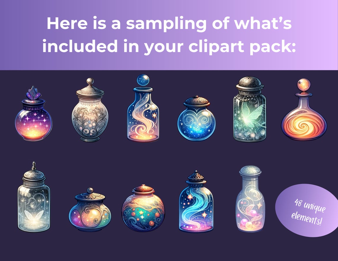 Magic Jars Clipart Pack - Transparent Background - Magical Jars ...