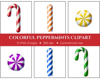 Kolorowy miętowy clipart | 21 PNG | Clipart cukierkowy | Natychmiastowe pobranie | Clipart cukrowy | Clipart świąteczny | Clipart słodyczy