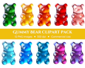Gummy Bears Clipart Pack - Transparent Background - Realistic Gummy Bear PNGs