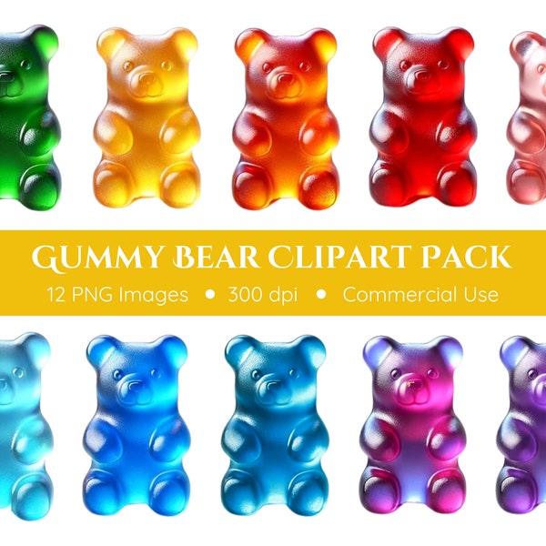 Gummy Bears Clipart Pack - Transparent Background - Realistic Gummy Bear PNGs