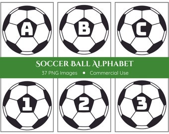 Soccer Ball Alphabet | Alphabet PNG | Sport Font | Football Clipart | Alphabet Clipart | Soccer Ball Png | Instant Download | Soccer Clipart