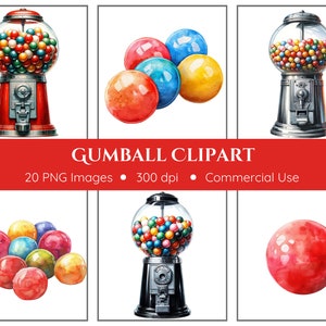 Gumball Clipart | 20 PNGs | Gumball Machine Clipart | Candy Clip Art | Rainbow Candy | Bubble Gum Machine | Candy Party | 100 Days of School