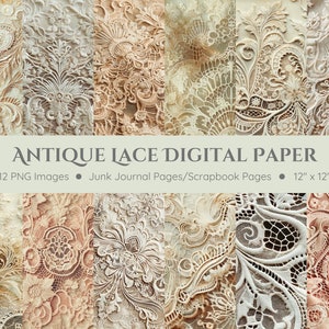 Antique Lace Digital Paper - Vintage Lace Paper for Junk Journals and Scrapbooks