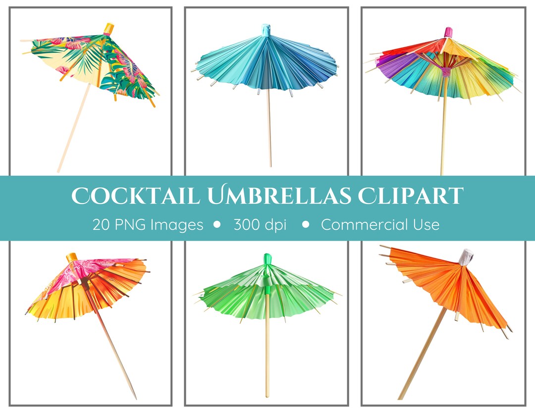 Cocktail Umbrellas Clipart | 20 Pngs | Instant Download | Luau Clipart ...