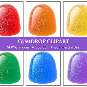 Gumdrop Clipart / 14 PNG / Download istantaneo / Gumdrop PNG / Negozio di caramelle / Candy Png / Candy Party / Gum Drop Clipart / Terra dei dolci