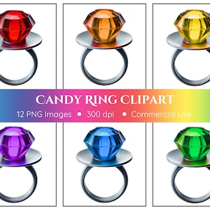 Candy Ring Clipart / 12 PNG / Candy Clip Art / Download istantaneo / Candy Party / Ring Clipart / Dolci Clipart / Sfondo trasparente
