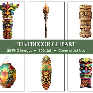 Tiki Clipart | 25 PNG | Sofortdownload | Luau Clipart | Tropisch Clipart | Sommer Clipart | Tiki Masken Clipart | Digitaler Download