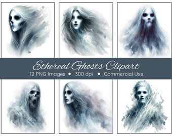Ethereal Ghosts Clipart | 12 PNGs | Ghost Clipart | Halloween PNG | Gothic Clipart | Commercial Use | Instant Download | Spirit Clipart