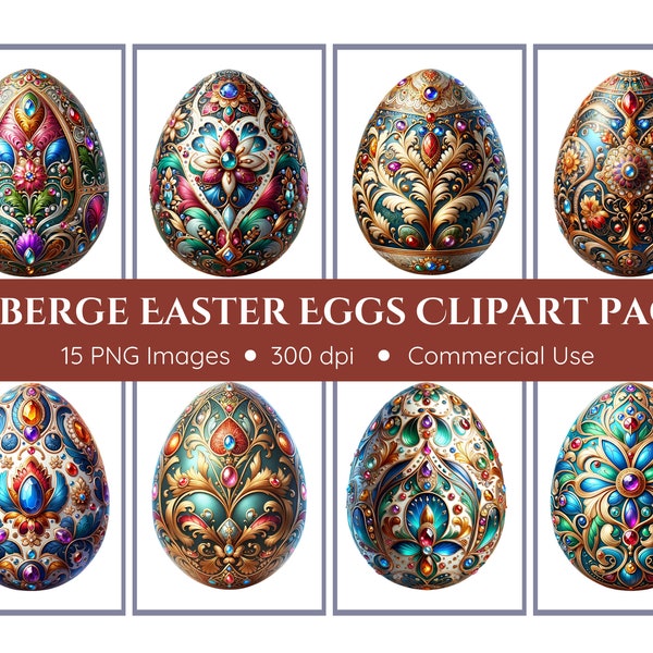 Faberge Easter Eggs Clipart Pack - Transparent Background - Ornate Easter Eggs, Jeweled Easter Eggs, Faberge Eggs