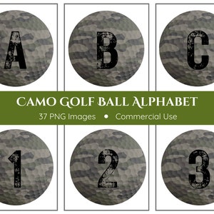 Alfabeto de pelota de golf de camuflaje / Alfabeto PNG / Fuente deportiva / Imágenes prediseñadas de pelota de golf / Imágenes prediseñadas del alfabeto / Pelota de golf Png / Descarga instantánea