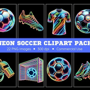 Pacote de clipart de futebol neon - fundo transparente - clipart de bolas de futebol, clipart de chuteiras, clipart de chuteiras de futebol, clipart de campo de futebol