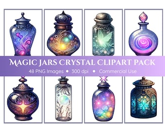 Magic Jars Clipart Pack - Transparent Background - Magical Jars, Bottles, Potions, Apothecary