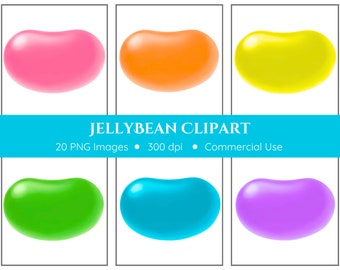 Jellybean Clipart-Pack - Transparenter Hintergrund - Bunte Jellybean Clipart - Ostern Jellybean Clipart - Digital Download
