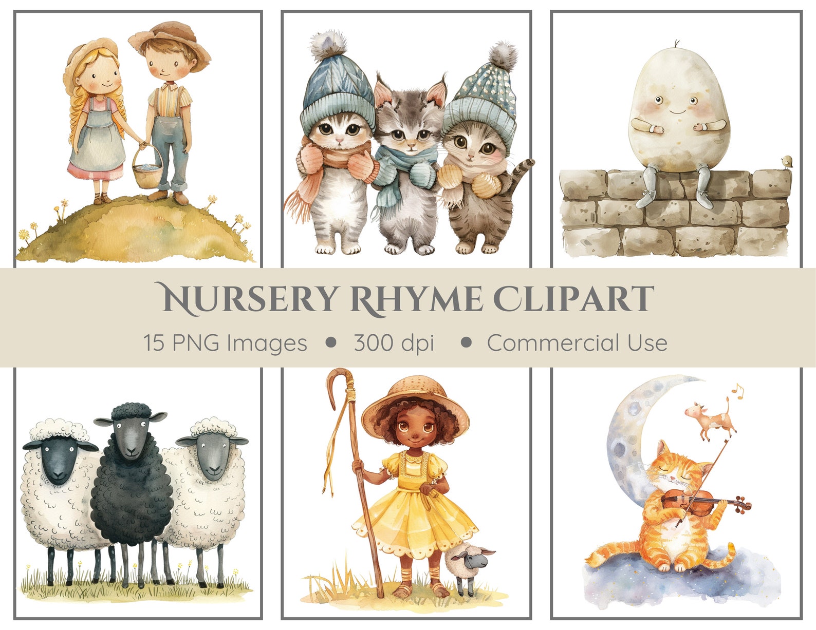 Nursery Rhyme Clipart | Instant Download | Nursery Decor | Little Bo ...