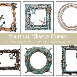 Nautische Rahmen Clipart | 22 PNG | Nautik Png | Nautische Clipart | Vintage Nautik | Sofortdownload | PNG Rahmen | Clipart-Rahmen