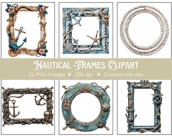 Nautical Frames Clipart | 22 PNGs | Nautical Png | Nautical Clipart | Vintage Nautical | Instant Download | PNG Frames | Clipart Frames