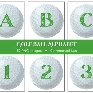 Alfabeto de pelota de golf / Alfabeto PNG / Fuente deportiva / Imágenes prediseñadas de pelota de golf / Imágenes prediseñadas del alfabeto / Pelota de golf Png / Descarga instantánea / Mini imágenes prediseñadas de golf