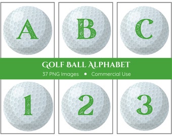 Alfabeto de pelota de golf / Alfabeto PNG / Fuente deportiva / Imágenes prediseñadas de pelota de golf / Imágenes prediseñadas del alfabeto / Pelota de golf Png / Descarga instantánea / Mini imágenes prediseñadas de golf