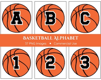 Basketball Alphabet | Alphabet PNG | Sport Font | Sports Clipart | Alphabet Clipart | Basketball Png | Instant Download | Basketball Clipart