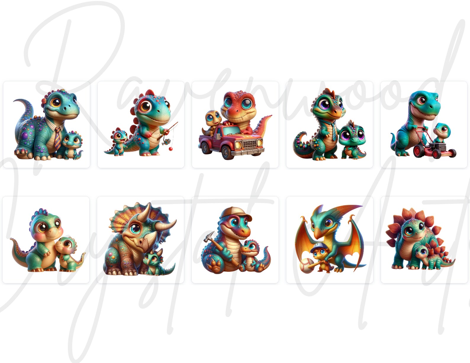 Dadasaurus Clipart | 10 Pngs | Father's Day Clipart | Papasaurus ...