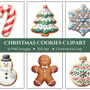Clipart de biscoitos de Natal | 16 PNG | Guloseimas de Natal | Biscoitos de férias | Clipart de troca de biscoitos | Clipart de cozimento | Homem de gengibre PNG