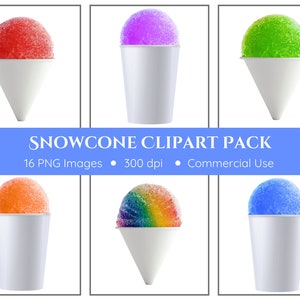 Snow Cone Clipart | 16 PNGs | Snoball Clipart | Shaved Ice Clipart | Snow Cone PNG | Snowcone Clipart | Dessert Clipart | Summer Clipart