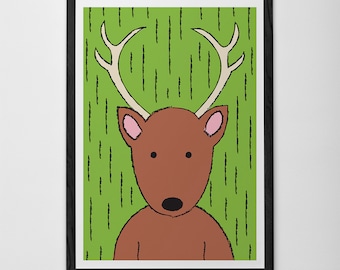 KIDS ROOM POSTER - "Deer Deer" Nursery Room Art Print, Kids Room Art, Daycare Poster, Kids Room Wall Art, Baby Shower Gift