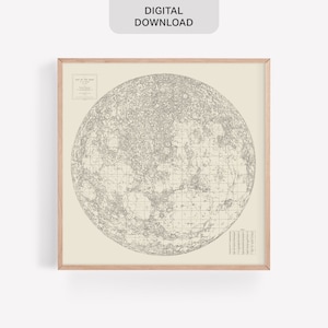 ANTIKE MOND KARTE - Große Mond Karte, Digitaler Download, Antik Celestial Art, Vintage Mond Poster, Mond Druck, Astronomie Poster, Space Art