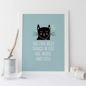 CAT QUOTE Modern Poster Mid Century Design Print Art High-Quality Giclee Cat Print Cat Poster Music Poster Ikea Ribba Frame-Ready