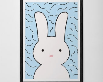 KIDS ROOM POSTER - "Bunny Bunny" Nursery Room Art Print, Kids Room Art, Daycare Poster, Kids Room Wall Art, Baby Shower Gift