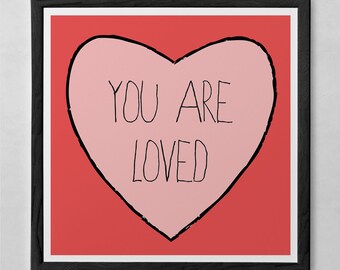 PÓSTER DE HABITACIÓN PARA NIÑOS - "You Are Loved" Nursery Room Art Print, Baby Room Art, Daycare Poster, Kids Room Wall Art, Baby Shower Gift