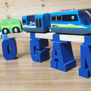 Personalised Wooden Train Track Letter Bridge Support (Brio, Aldi, Ikea, Thomas, etc.)