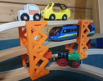 Kit de pont de train en bois à 3 niveaux, 2x pièces (Lidl, Aldi, Ikea, Brio, Thomas)