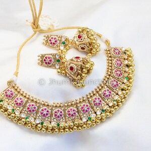 Handmade Thusi Necklace, Indian wedding, Tusi Necklace, Vajrateek Vajratik necklace, Indian Bridal Jewelry, Thussi necklace