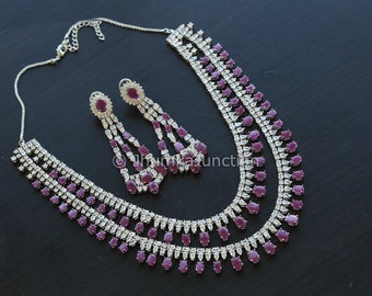 Cubic Zirconia Necklace, Designer CZ necklace, Diamond Necklace, Nano CZ Necklace, CZ Necklace Set