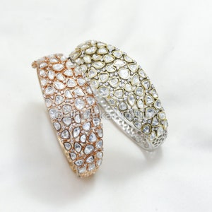Polki Bangle| Premium Quality Polki Kundan Openable Bangle | Kada | Size 2.4 - 2.6 | Statement Kada | Wedding | Indian Pakistani Bridal