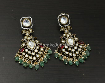 Kundan Chandbali,  Kundan Earrings,  Pachi Kundan Earrings, Jhumka, Gold Pearl earrings, Jadau Kundan Earrings