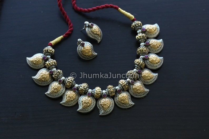 Handmade Mango Necklace, Indian wedding, Tusi Necklace, Vajrateek Vajratik necklace, Indian Bridal Jewelry, Thussi necklace image 1